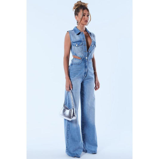 Baylin Denim Jumpsuit - Light Wash