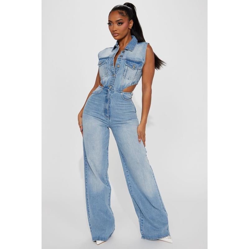 Baylin Denim Jumpsuit - Light Wash