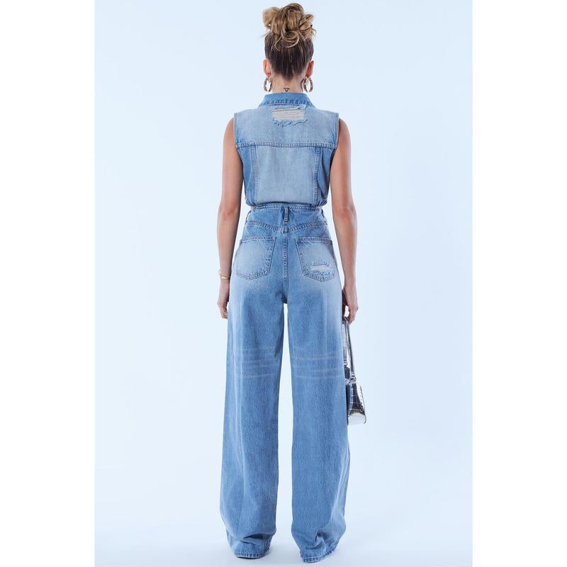 Baylin Denim Jumpsuit - Light Wash