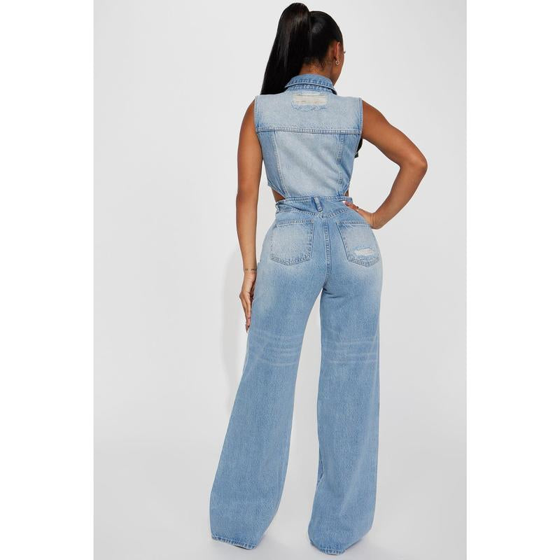 Baylin Denim Jumpsuit - Light Wash